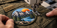 Parche personalizado para coser fijado mediante costura a una prenda